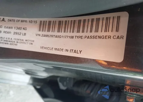 2016 Maserati Ghibli S Q4 z USA, uszkodzony, nr VIN ZAM57RTA0G1177108